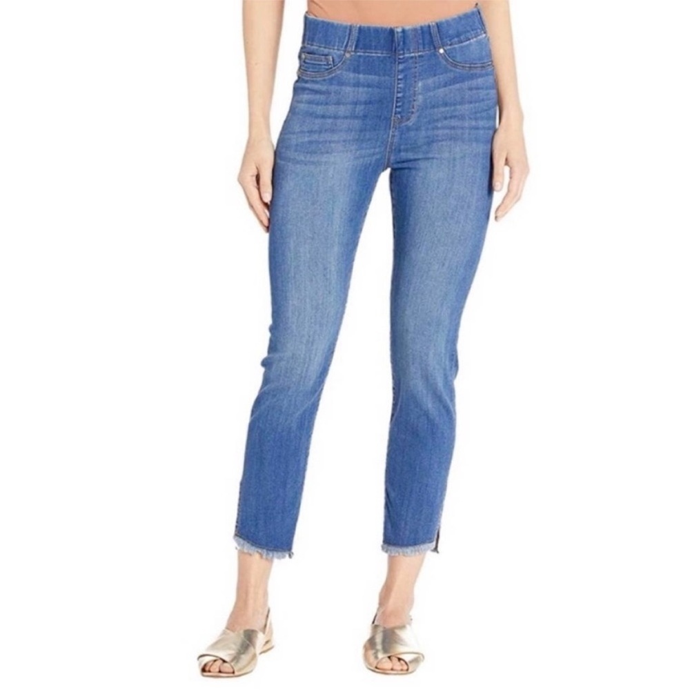 Liverpool The Skinny Crop Pull‎ On Raw Hem Side Slit Jeans